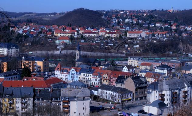 Blick auf das abendliche Freital