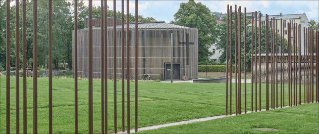 Die Kapelle der Versöhnung im ehemaligen Grenzstreifen der Berliner Mauer an der Bernauer Straße. Die Kapelle ist Teil des Denkmals Berliner Mauer.