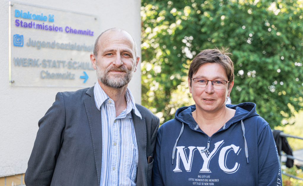 Projektleiter Daniel Arnold und Schulleiterin Béatrice Freynhagen. © Uwe Winkler